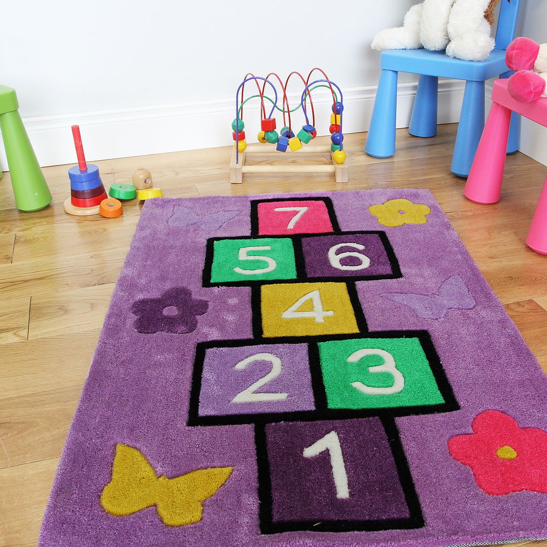 Kid's Active Fun Learning Jumping Hopscotch Mat Purple Multi Colour
